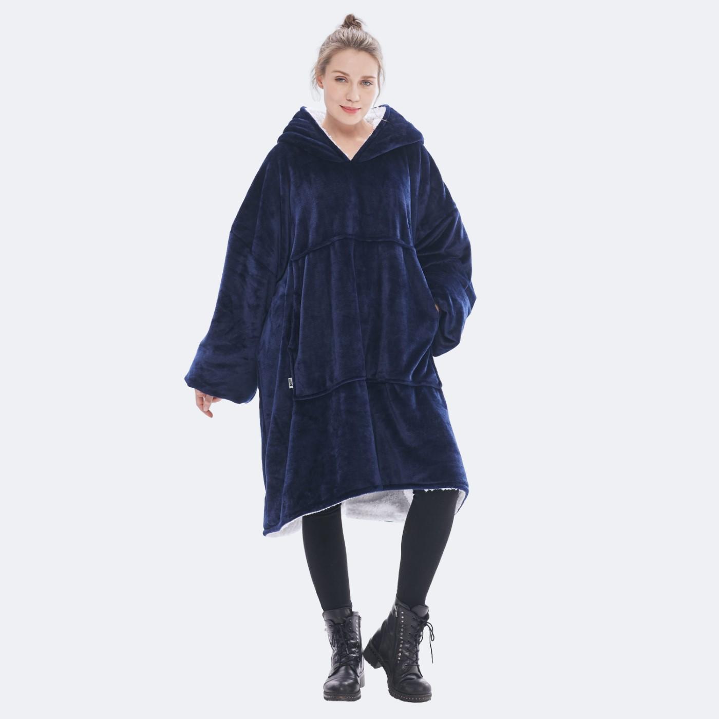 BEDSURE fleece hoes - draagbare microfiber hoes en zakdeken, zacht en comfortabel tv-deken, 170x200 cm antraciet